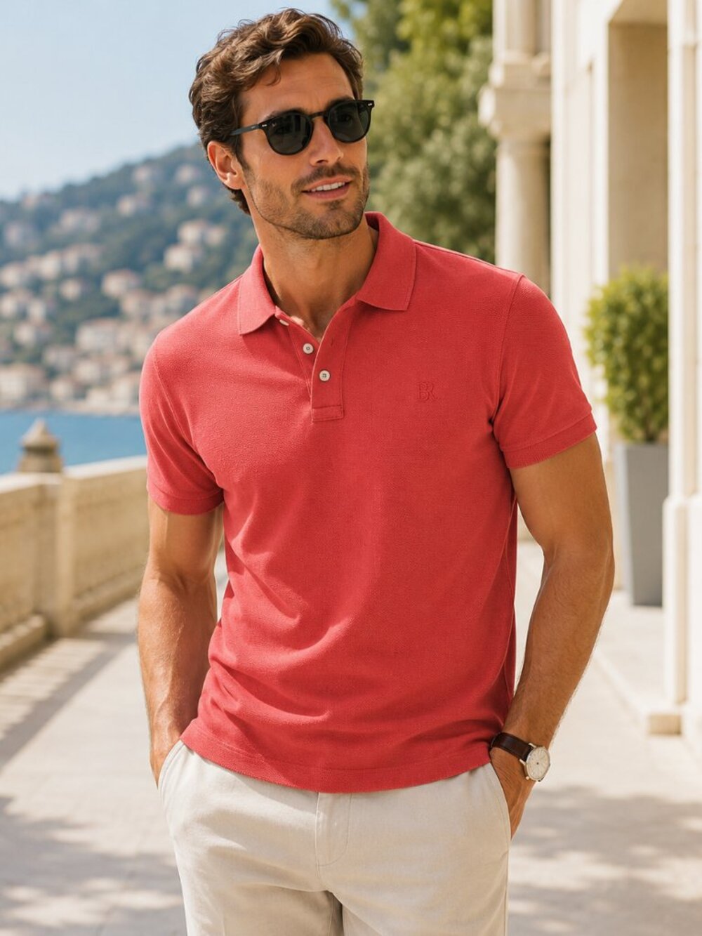 Banana Republic Men’s Coral Slim Fit Pique Polo Shirt Size M NWT